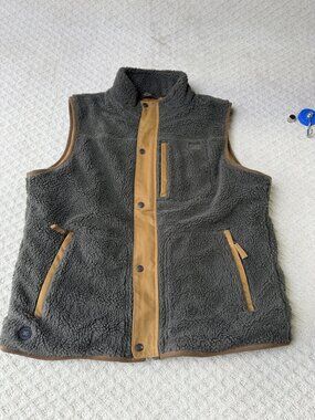 MOBILE WARMING Ranch Sherpa Vest 's Gray Men Heated Vest Size XL